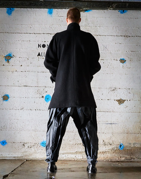 Twisted Pleats Trousers for Men/ Black