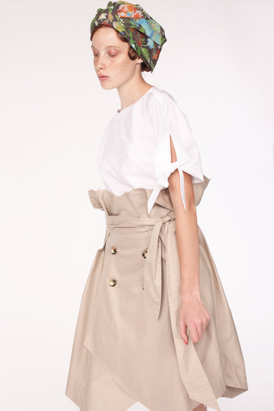 Cotton Trench Skirt / Beige - YOJIRO KAKE OFFICIAL