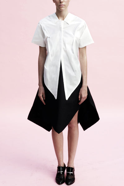 Origami Double Face Cotton  Wide Skirt / Black - YOJIRO KAKE OFFICIAL