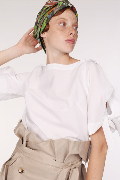 Squarish Sleeves Cotton Top / White - YOJIRO KAKE OFFICIAL