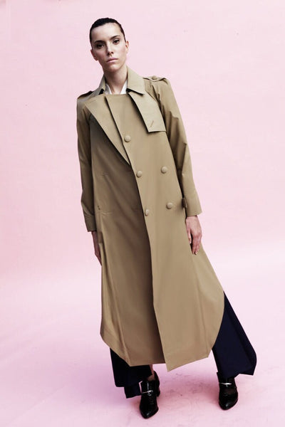Origami Cotton Trench Coat / Khaki - YOJIRO KAKE OFFICIAL