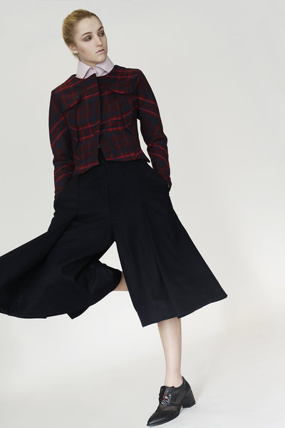 Origami Folded Wool Short Jacket / Checks - YOJIRO KAKE OFFICIAL