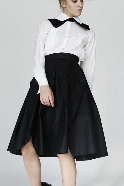 Origami Cotton Complex Pleats Skirt / Black - YOJIRO KAKE OFFICIAL