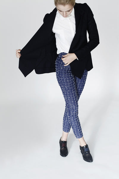 Origami Ekaterina Wool Jacket / Navy - YOJIRO KAKE OFFICIAL