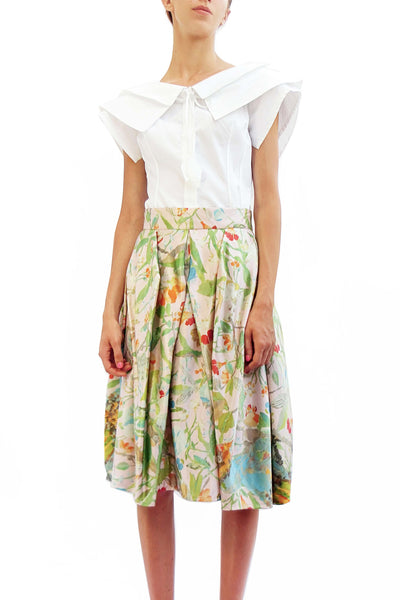 Origami Silk Satin Skirt with Complex Pleats – Original Paper Art Print