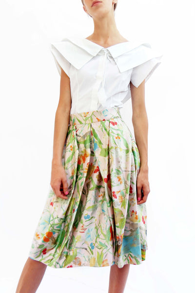 Origami Silk Satin Skirt with Complex Pleats – Original Paper Art Print