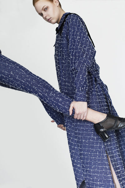 Origami Denim Maxi Shirt  / Navy - YOJIRO KAKE OFFICIAL