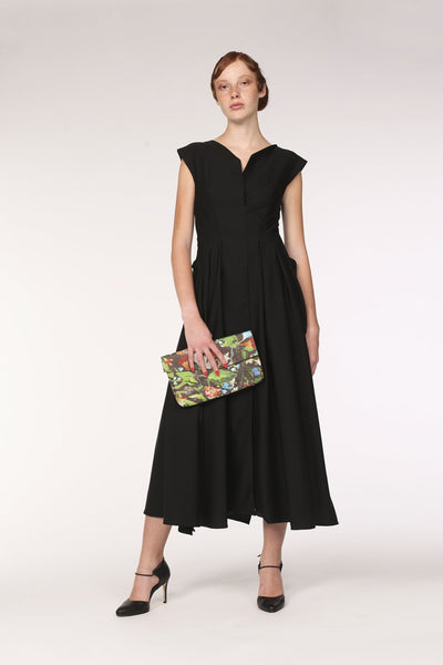 Back Neck Pleats Silk Dress / Black. - YOJIRO KAKE OFFICIAL