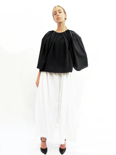 Angular pleated Top/ Navy / 100% Virgin Wool - YOJIRO KAKE OFFICIAL