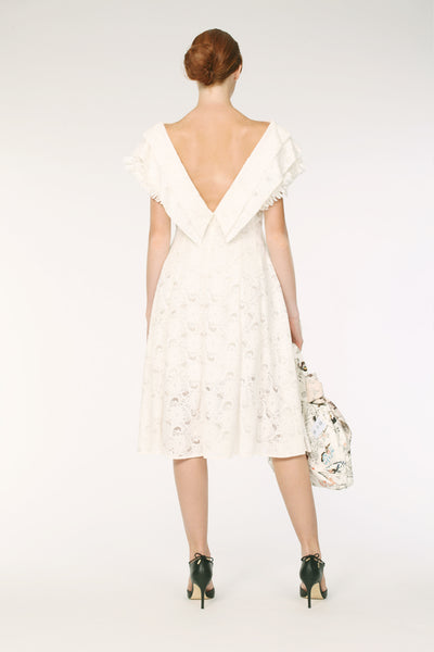 Double Collar Long Race Shirt Dress / White - YOJIRO KAKE OFFICIAL
