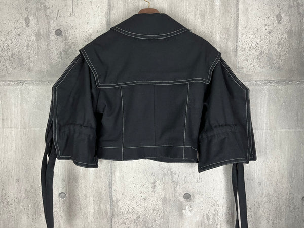 Origami wool jacket with square sleeves/Black