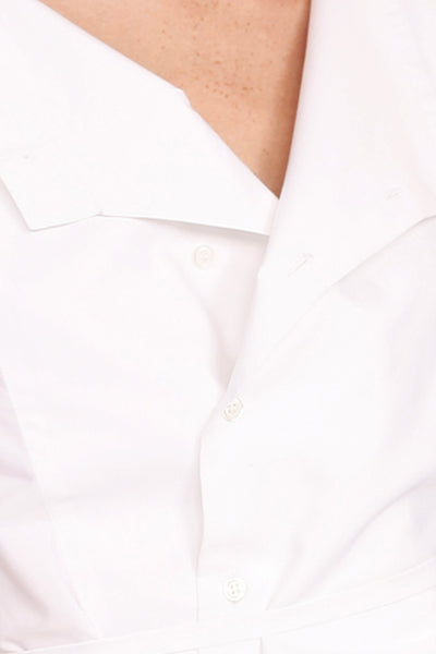 Open Collar Short Sleeves Cotton Maxi Shirt / White - YOJIRO KAKE OFFICIAL