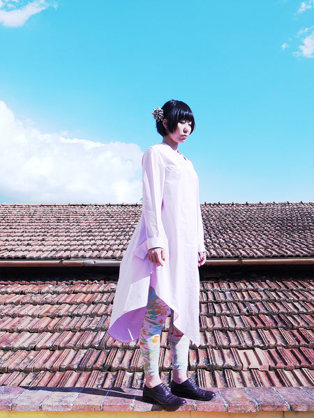 Origami Cotton Shirt Dress / Pink - YOJIRO KAKE OFFICIAL