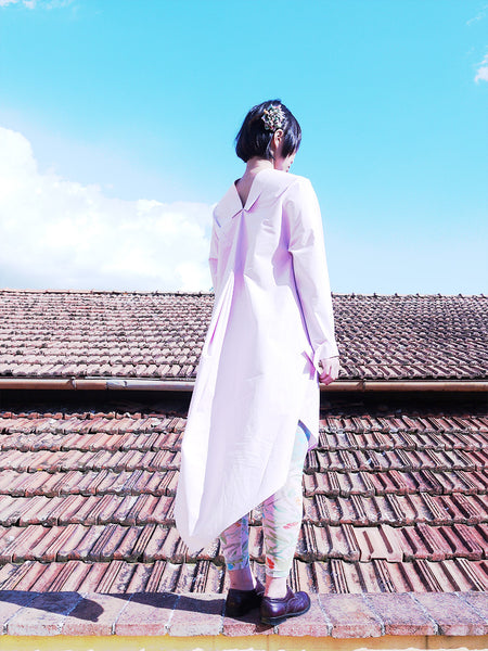 Origami Cotton Shirt Dress / Pink - YOJIRO KAKE OFFICIAL