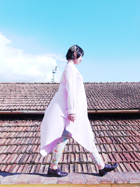Origami Cotton Shirt Dress / Pink - YOJIRO KAKE OFFICIAL