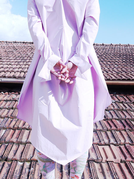 Origami Cotton Shirt Dress / Pink - YOJIRO KAKE OFFICIAL