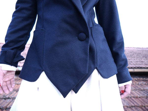 Origami Ekaterina Wool Jacket / Navy - YOJIRO KAKE OFFICIAL
