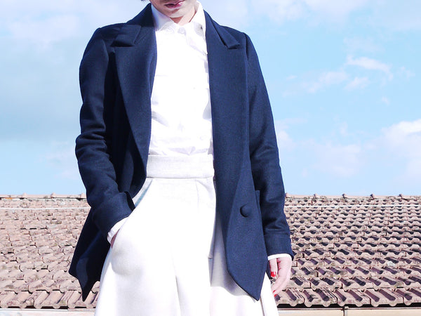 Origami Ekaterina Wool Jacket / Navy - YOJIRO KAKE OFFICIAL