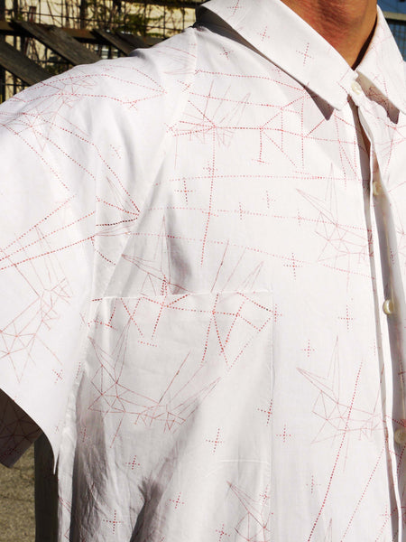 Origami Short Sleeves Cotton Maxi Shirt / Original Print - YOJIRO KAKE OFFICIAL