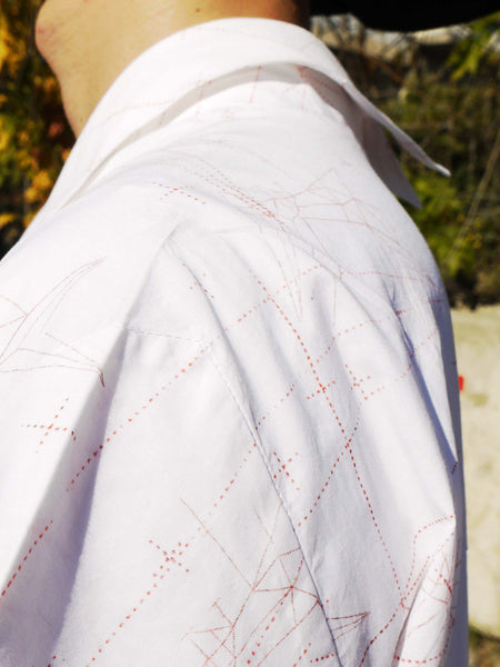 Origami Short Sleeves Cotton Maxi Shirt / Original Print - YOJIRO KAKE OFFICIAL