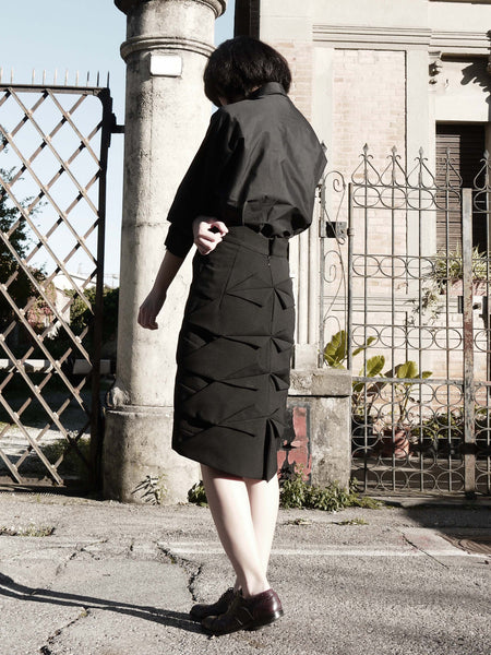 Origami Pleating Skirt / Black - YOJIRO KAKE OFFICIAL