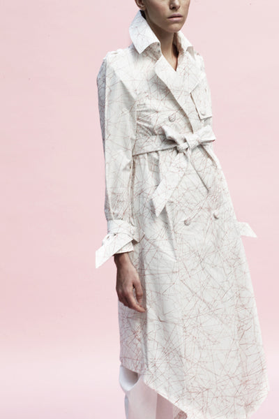 Origami Cotton Trench Coat / Print - YOJIRO KAKE OFFICIAL