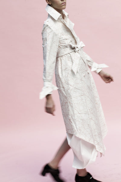 Origami Cotton Trench Coat / Print - YOJIRO KAKE OFFICIAL