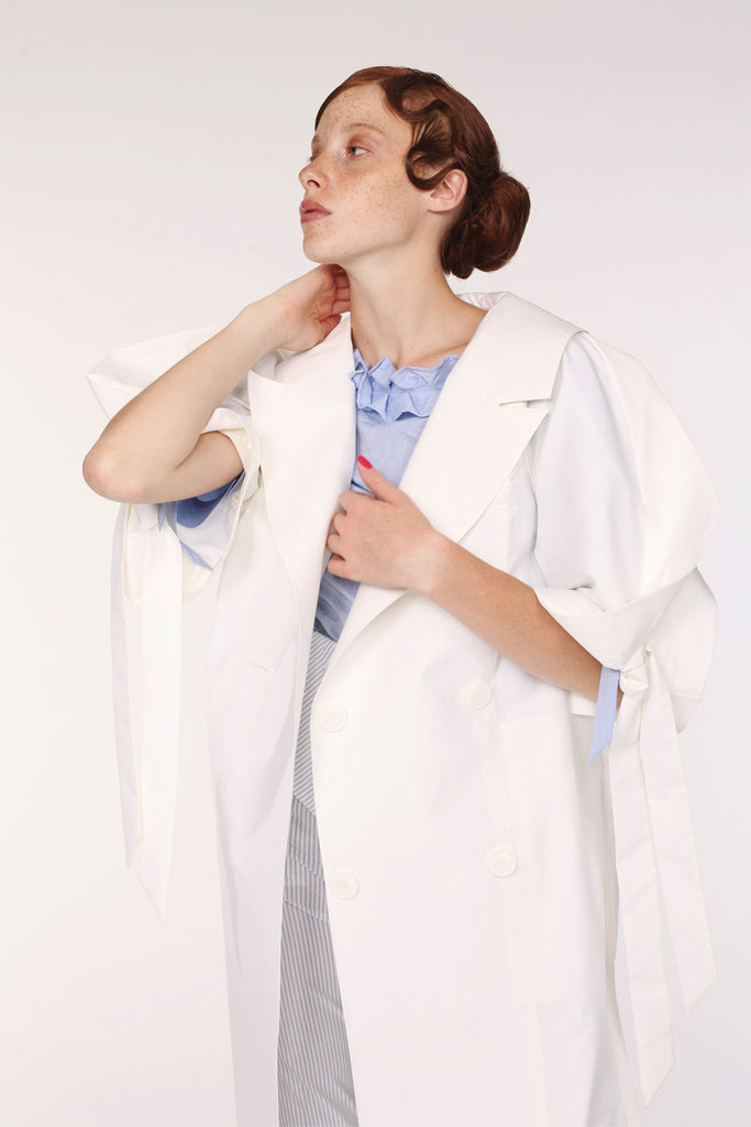 Squarish Sleeves Coat / White - YOJIRO KAKE OFFICIAL