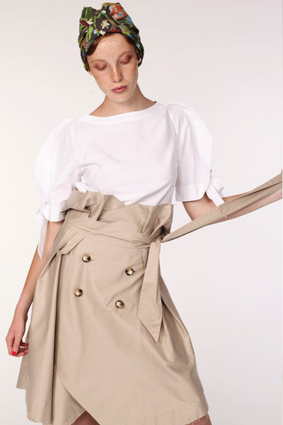 Cotton Trench Skirt / Beige. - YOJIRO KAKE OFFICIAL