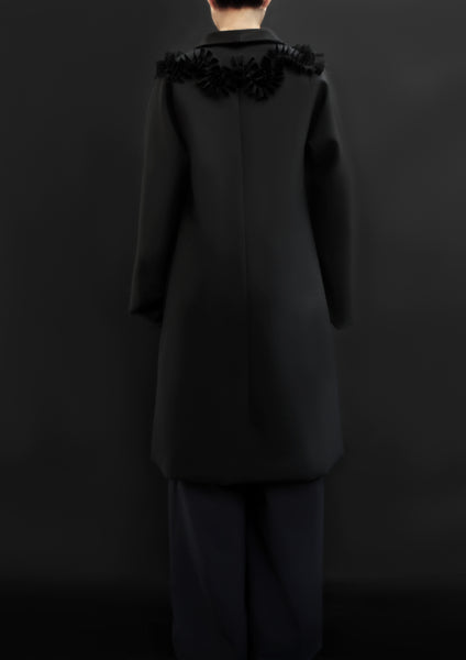 Wool Coat With Flower Petals / Black - YOJIRO KAKE OFFICIAL