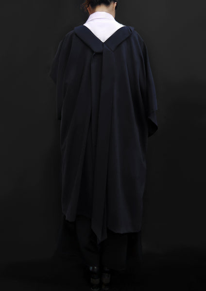 Virgin Wool Caftan Cape Dress / Navy - YOJIRO KAKE OFFICIAL