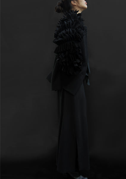 Wool Petals Sleeves Jacket / Black - YOJIRO KAKE OFFICIAL