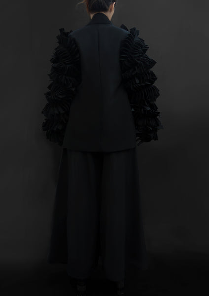 Wool Petals Sleeves Jacket / Black - YOJIRO KAKE OFFICIAL