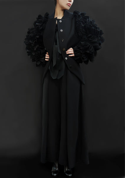 Wool Petals Sleeves Jacket / Black - YOJIRO KAKE OFFICIAL