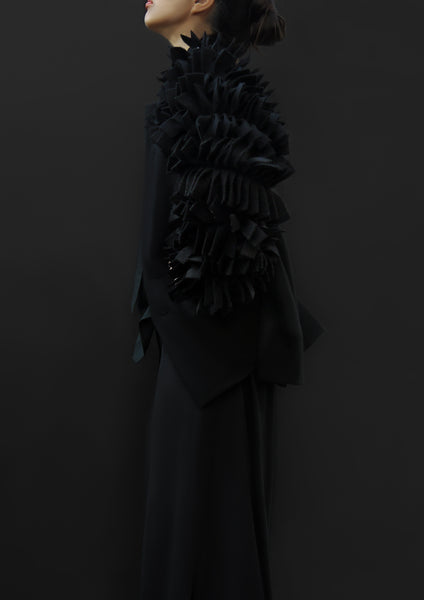 Wool Petals Sleeves Jacket / Black - YOJIRO KAKE OFFICIAL