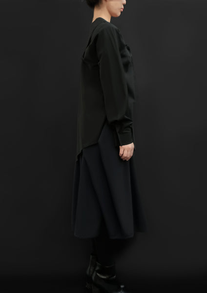 Complex Pleats Virgin Wool Skirt / Navy - YOJIRO KAKE OFFICIAL