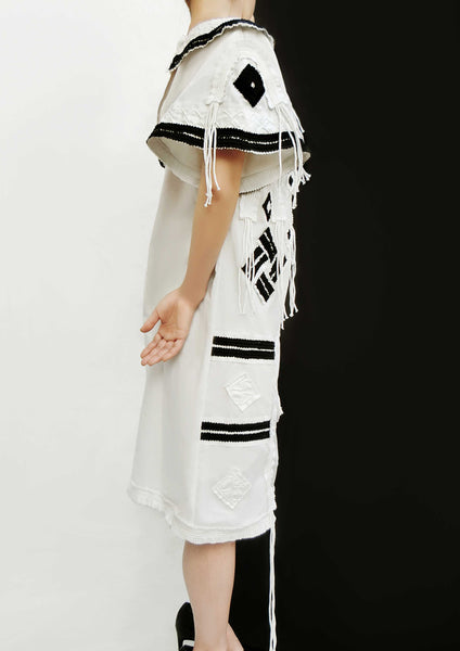 Hand Made Decoration Dress / White - YOJIRO KAKE OFFICIAL
