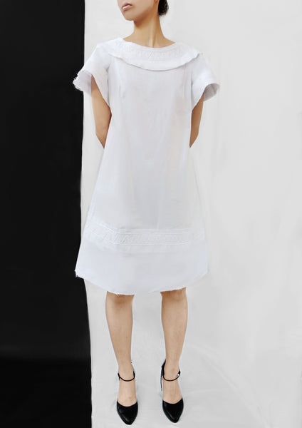 Hand Made Decoration Short  Dress / White - YOJIRO KAKE OFFICIAL