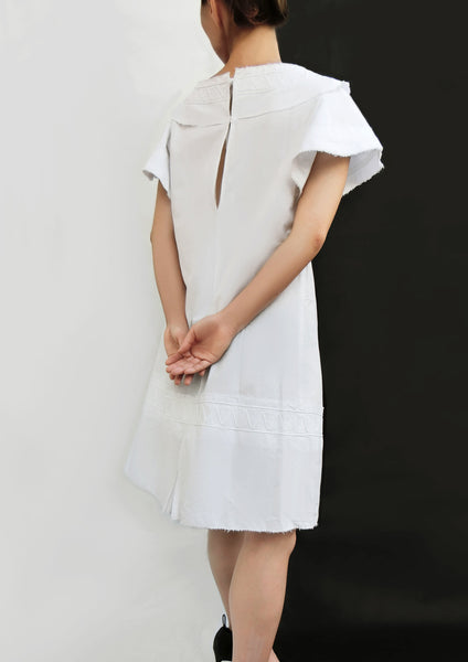 Hand Made Decoration Short  Dress / White - YOJIRO KAKE OFFICIAL