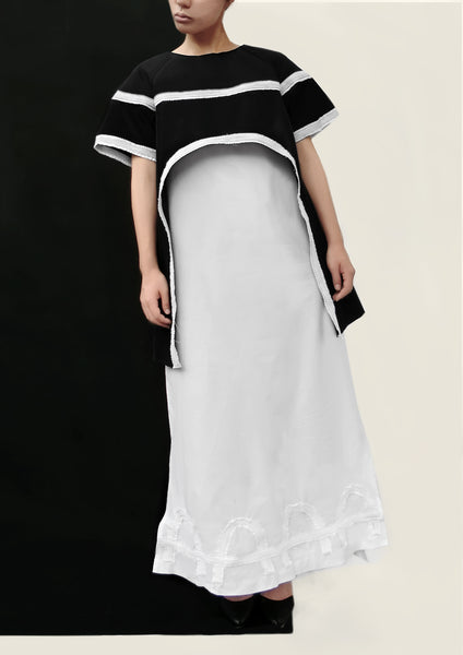 Hand Made Decoration Cotton Dress / White - YOJIRO KAKE OFFICIAL