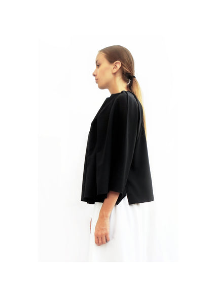 Angular pleated Top/ Navy / 100% Virgin Wool - YOJIRO KAKE OFFICIAL