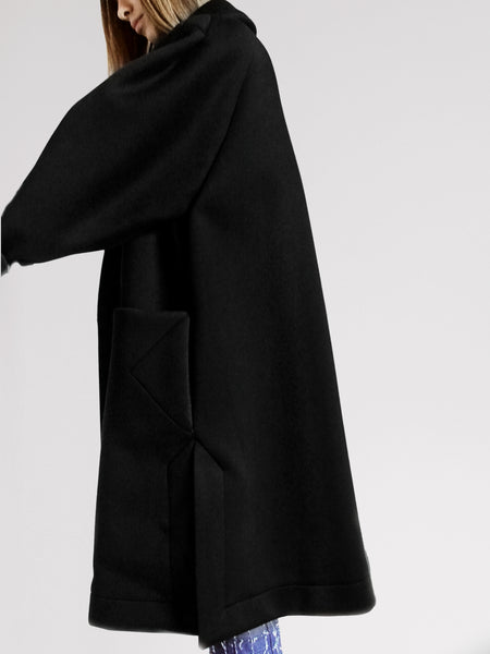 Origami Triangle Shoulder Wool Coat / Black - YOJIRO KAKE OFFICIAL