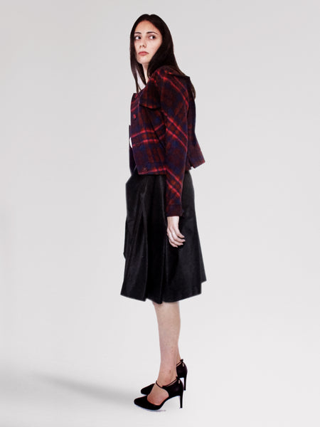 Origami Folded Wool Short Jacket / Checks - YOJIRO KAKE OFFICIAL
