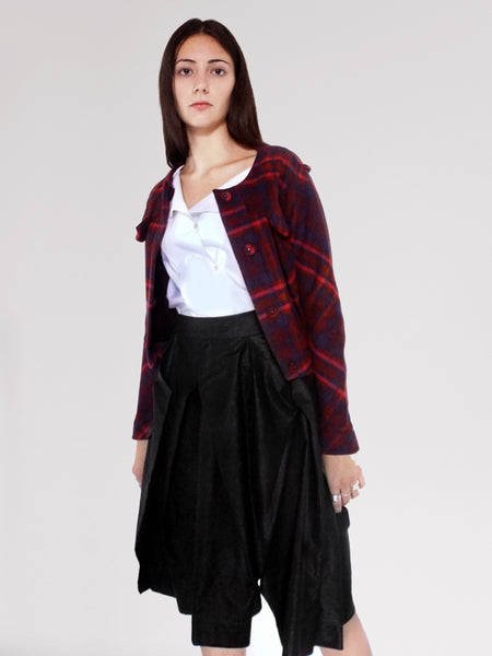 Origami Folded Wool Short Jacket / Checks - YOJIRO KAKE OFFICIAL