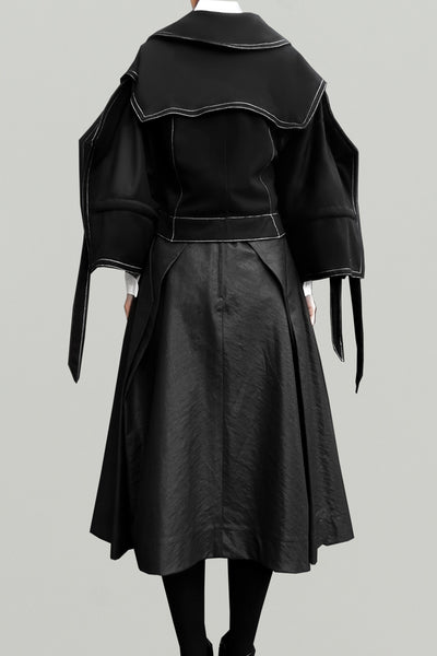 Wool Squarish Sleeves Jacket/ Black