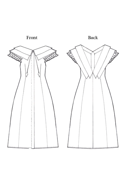 Double Collar Long Race Shirt Dress / White - YOJIRO KAKE OFFICIAL