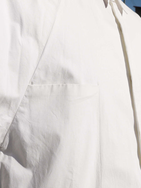 Origami Cotton Long Sleeves Maxi Shirt / White