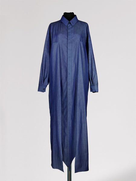 Origami Light Denim Maxi Shirt / Navy