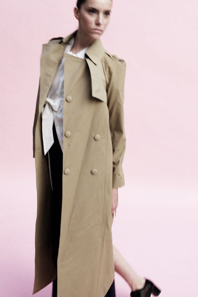 Origami Cotton Trench Coat / Khaki - YOJIRO KAKE OFFICIAL