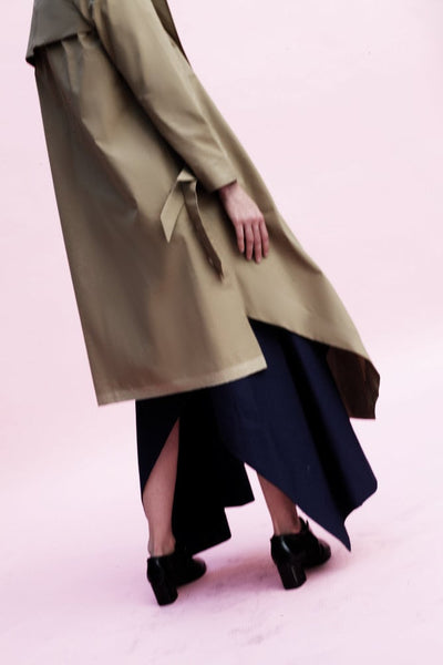 Origami Cotton Trench Coat / Khaki - YOJIRO KAKE OFFICIAL